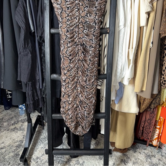 Babaton Snake Print Mesh Ruched Midi Dress - Picture 10 of 10